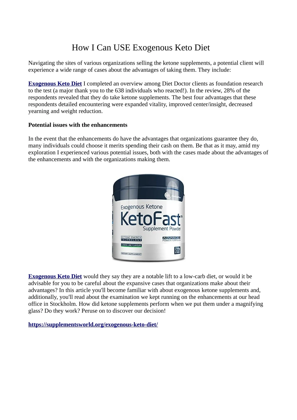 how i can use exogenous keto diet