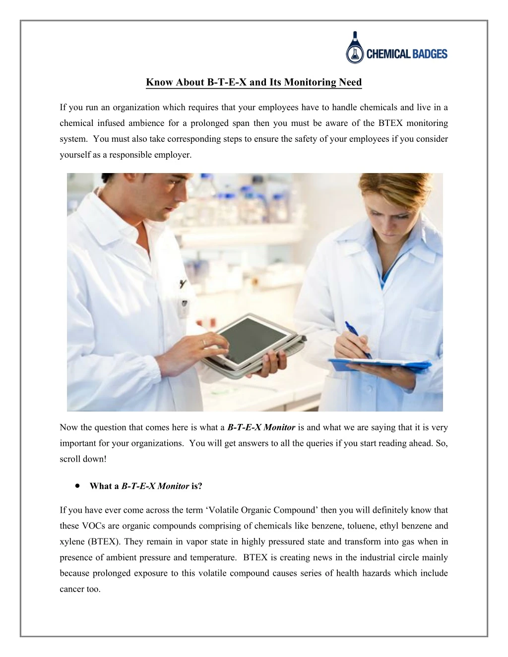 know about b t e x and its monitoring need