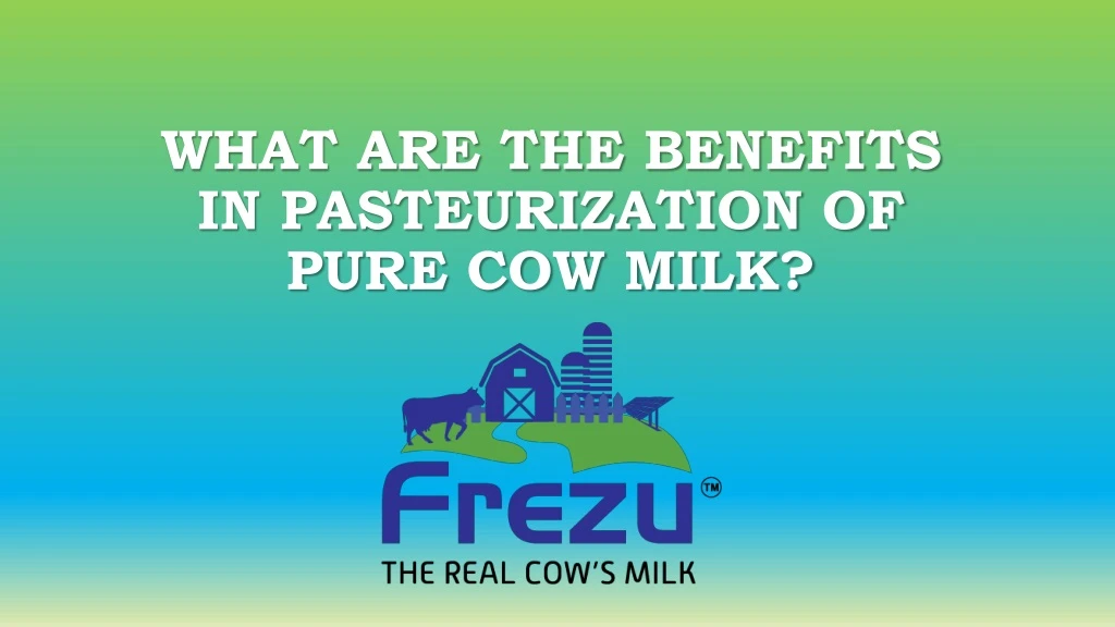 what are the benefits in pasteurization of pure cow milk