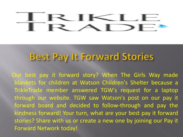 Best Pay It Forward Stories - TrikleTrade