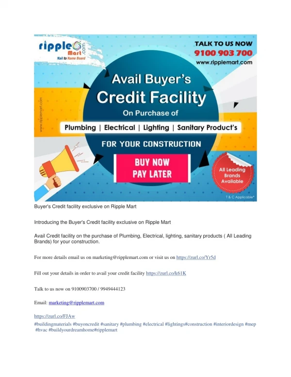 Buyer's Credit facility exclusive on Ripple Mart