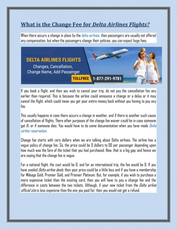 What is the Change Fee for Delta Airlines Flights?