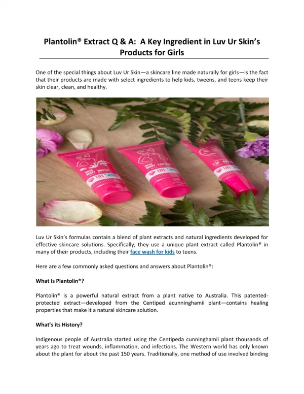 Plantolin® Extract Q & A: A Key Ingredient in Luv Ur Skin’s Products for Girls