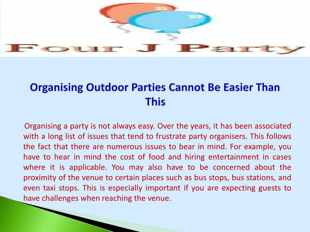 organising outdoor parties cannot be easier than this