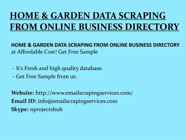 home garden data scraping from online business directory