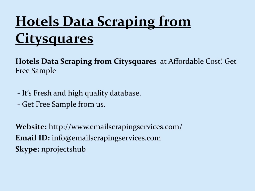 hotels data scraping from citysquares