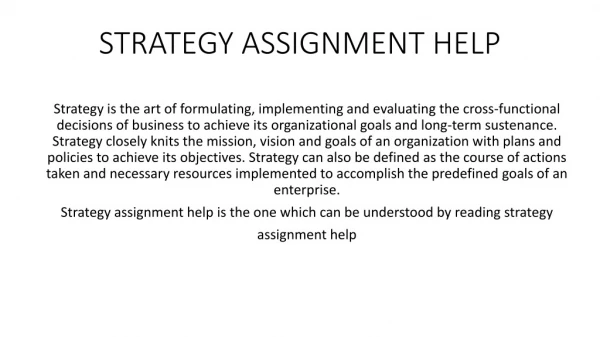 Strategy Assignment Help