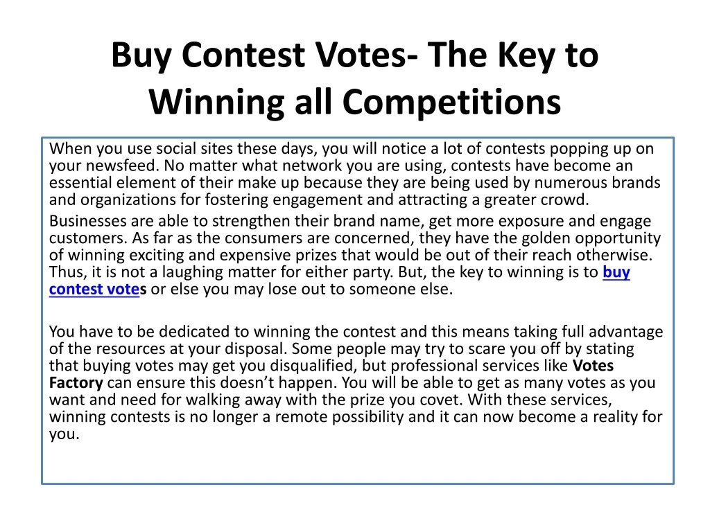 buy contest votes the key to winning all competitions