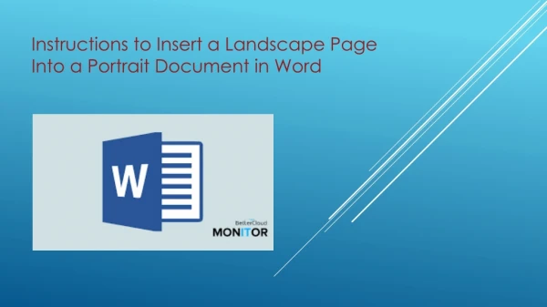 Instructions to Insert a Landscape Page Into a Portrait Document in Word