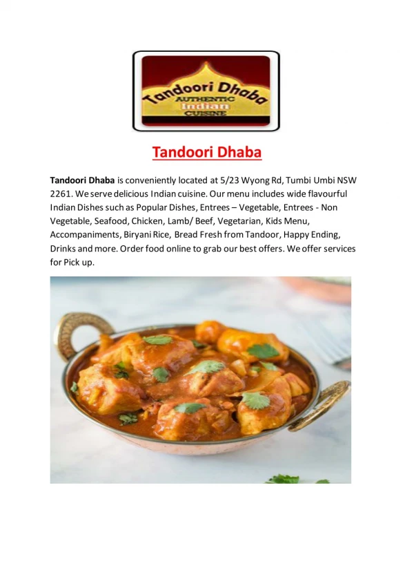 Tandoori Dhaba- Order Indian food online