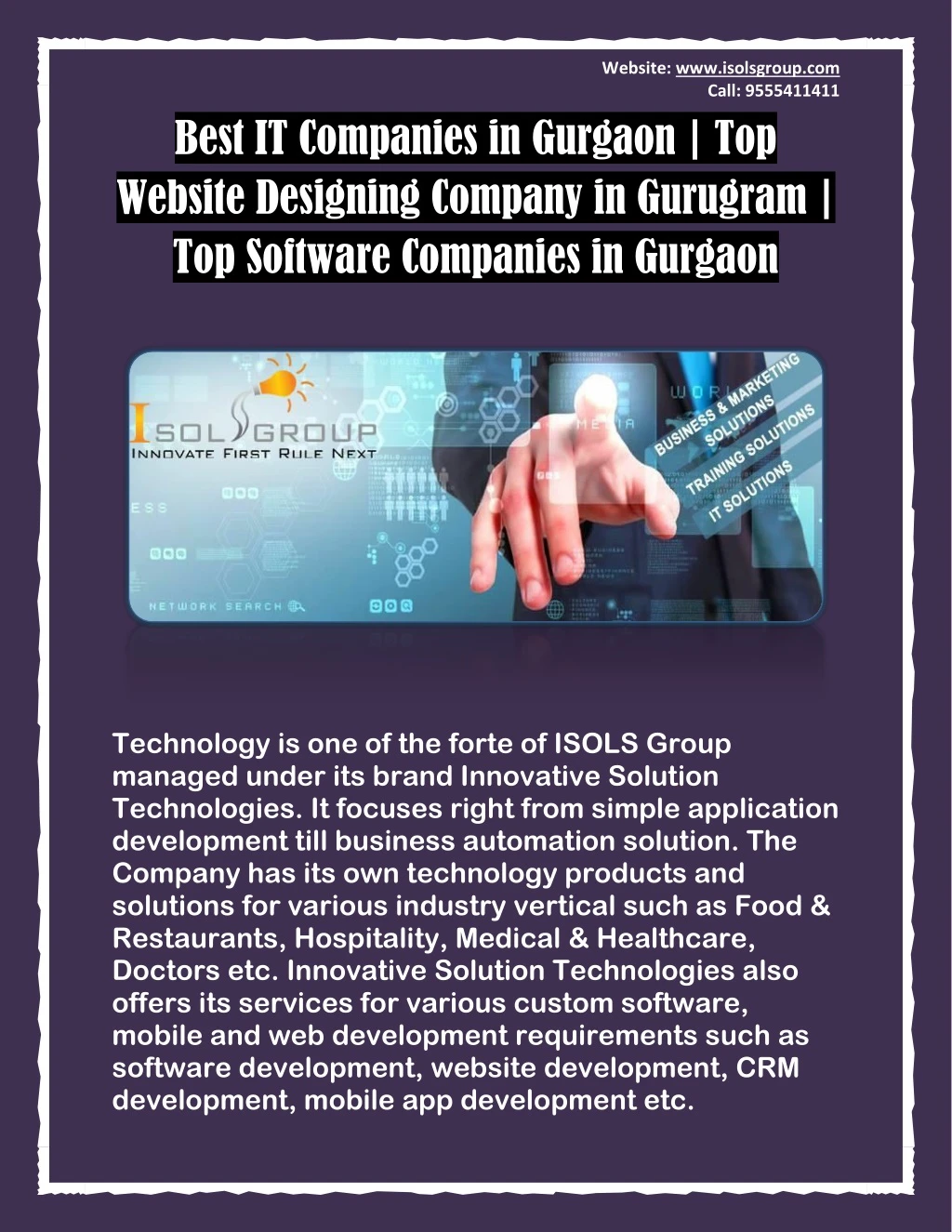 website www isolsgroup com call 9555411411
