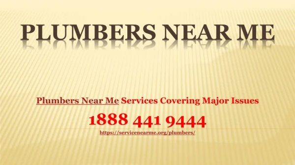 Plumbers Near Me Services Covering Major Issues