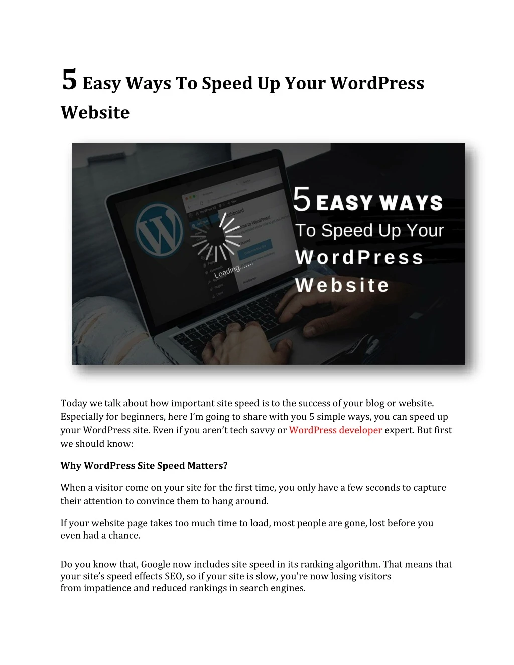 5 easy ways to speed up your wordpress website