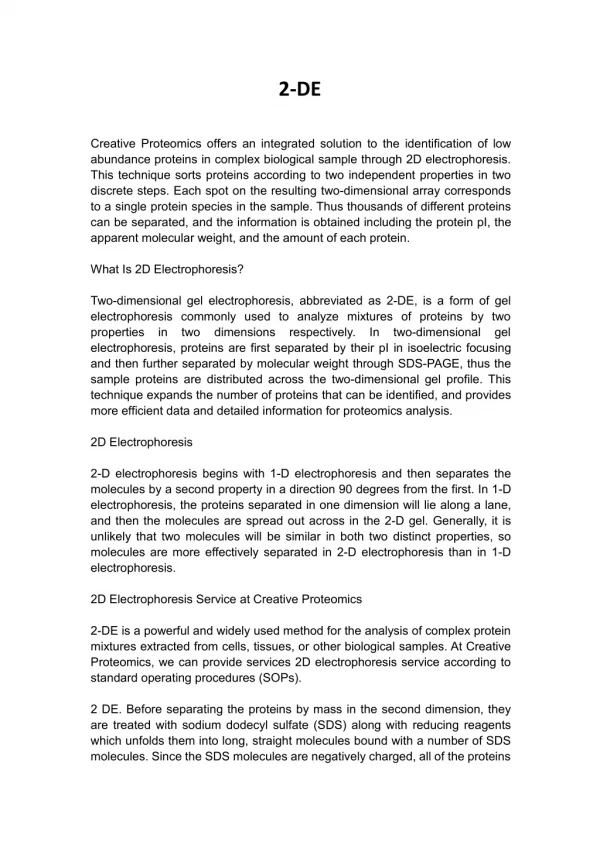 2D Electrophoresis