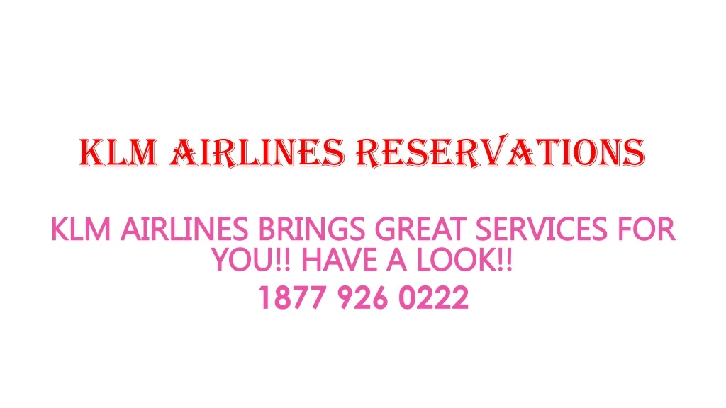 klm airlines reservations