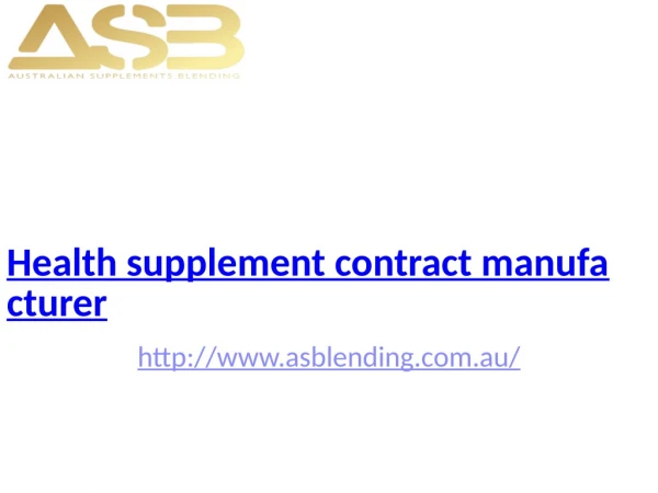 contract manufacturing health supplements