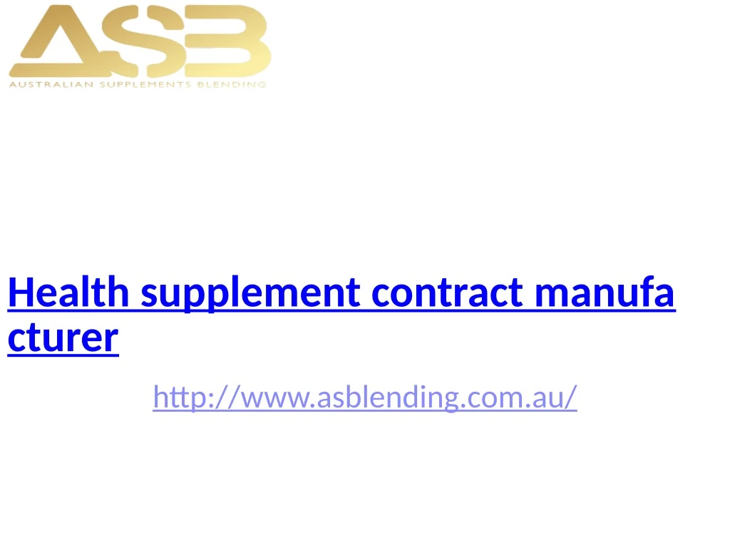 health supplement contract manufa cturer