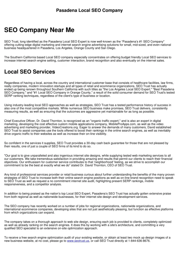 pasadena local seo company