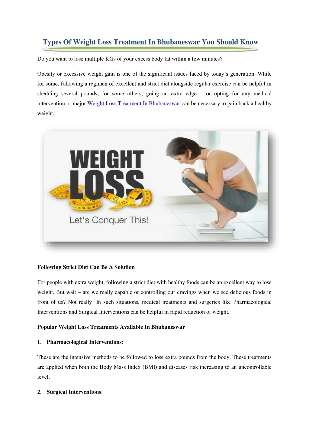 types of weight loss treatment in bhubaneswar