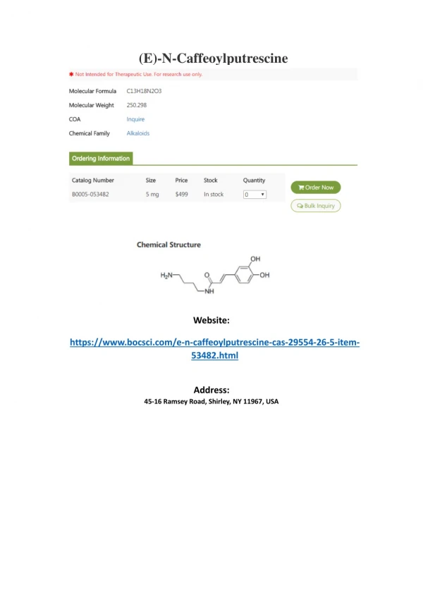 e n caffeoylputrescine