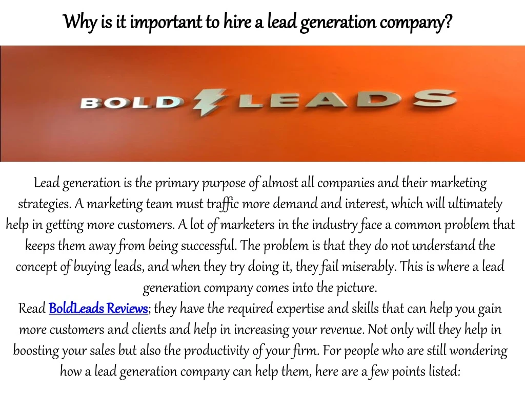 why is it important to hire a lead generation