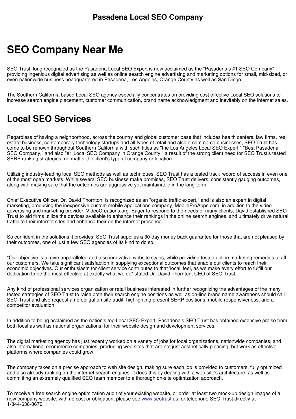 pasadena local seo company