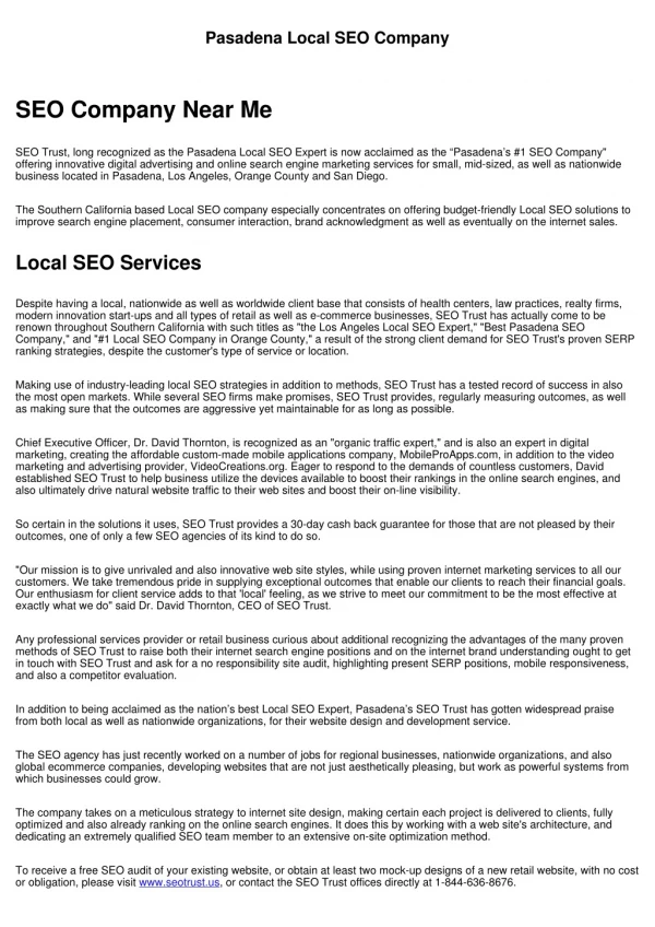 pasadena local seo company