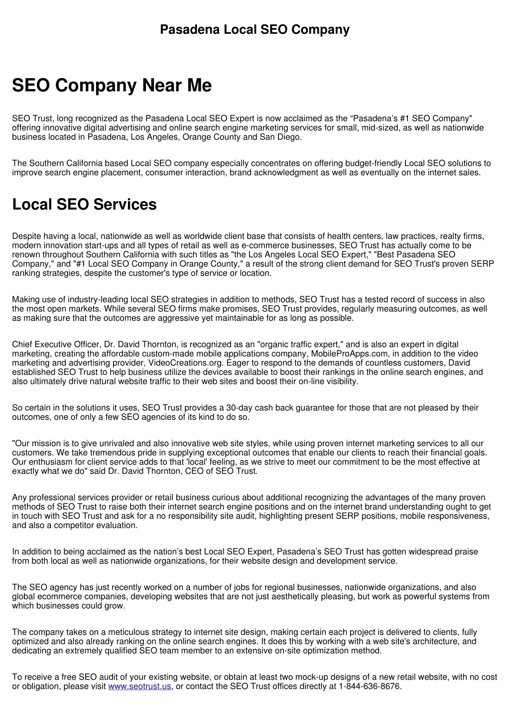 pasadena local seo company