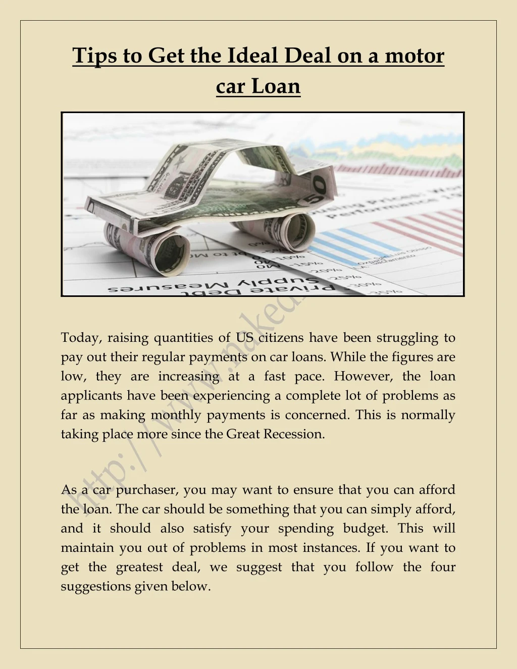 tips to get the ideal deal on a motor car loan