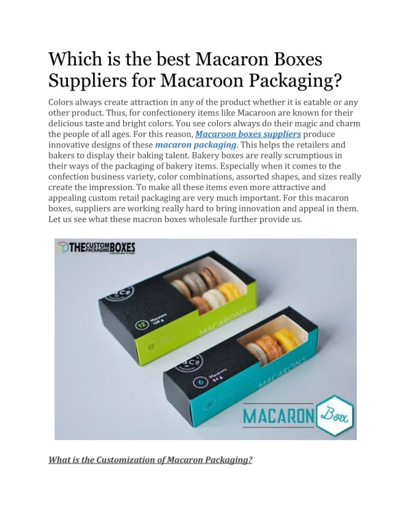 Which is the best Macaron Boxes Suppliers for Macaroon Packaging?