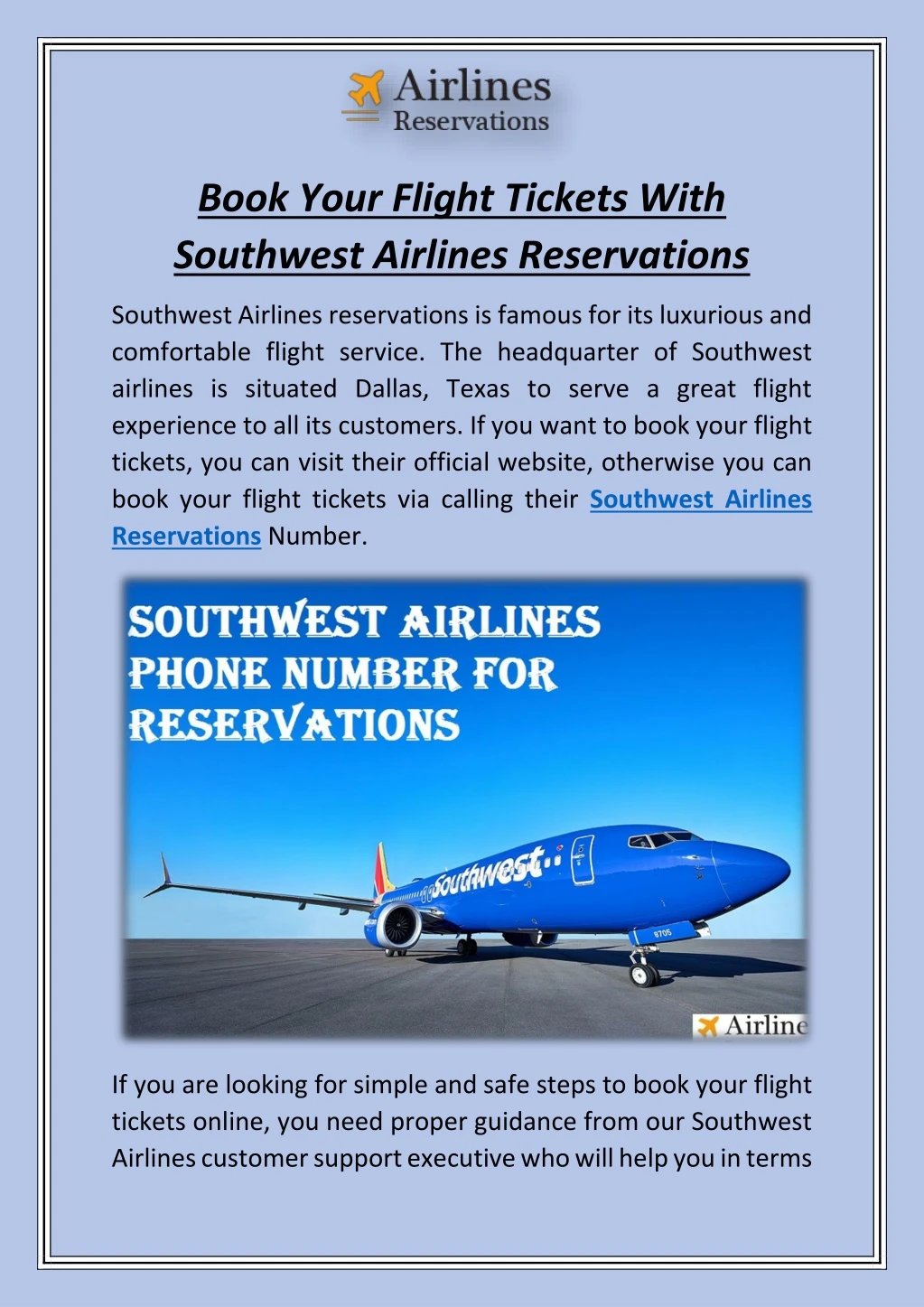 book your flight tickets with southwest airlines