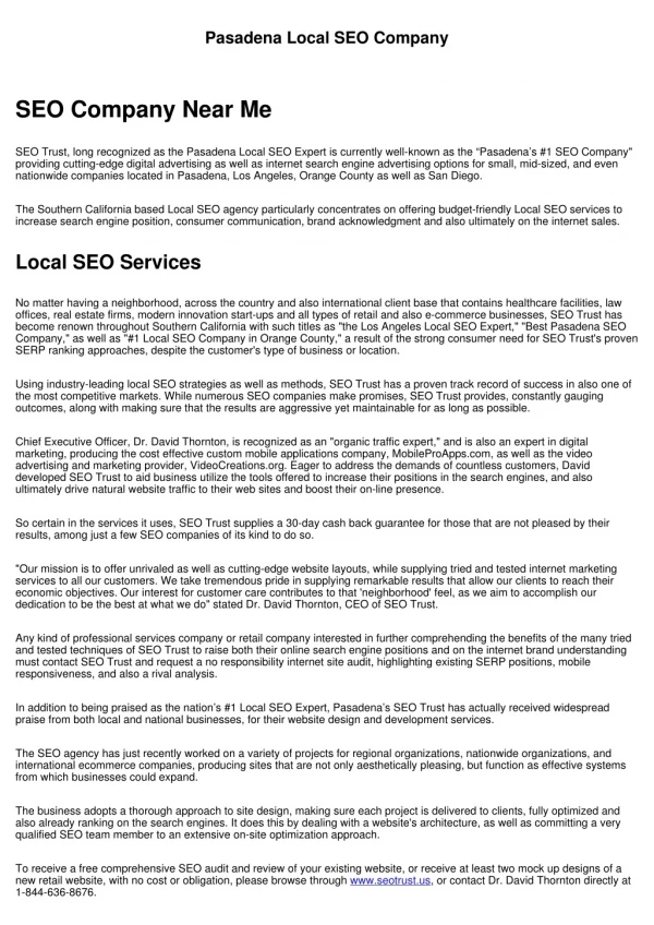 pasadena local seo company