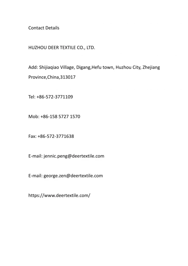 Huzhou Deer Textile Co.,Ltd.
