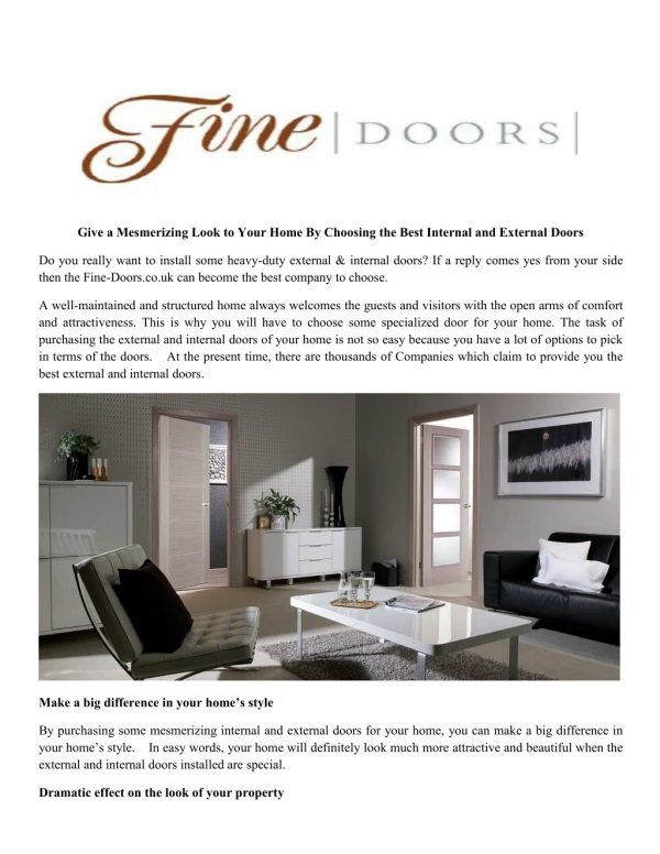 Choosing the Best Internal and External Doors