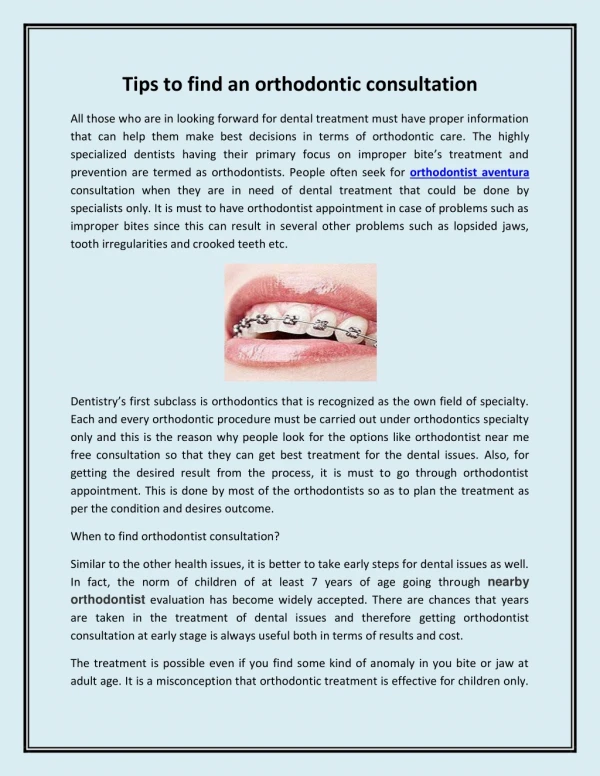 Tips to find an orthodontic consultation