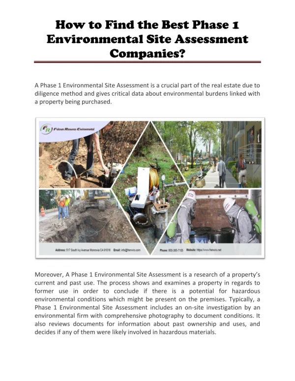 Phase I Environmental Site Assessment Reports