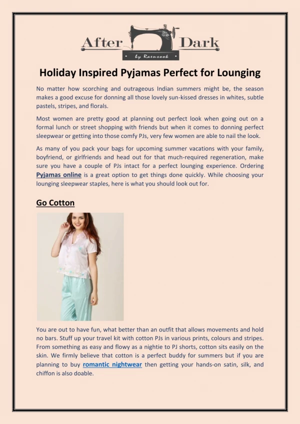 Holiday Inspired Pyjamas Perfect For Lounging
