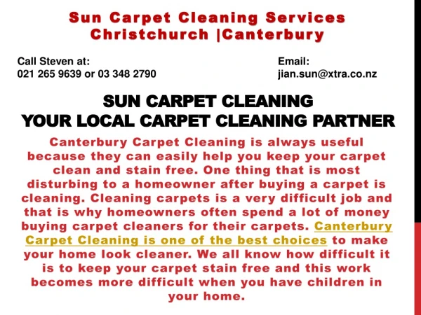 Sun Carpet Cleaning - Your Local Carpet Cleaning Partner