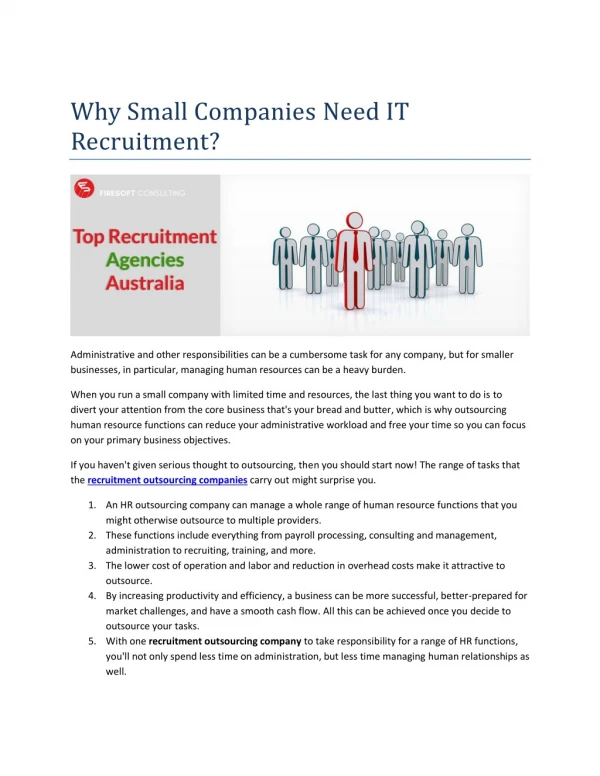 Why Small Companies Need IT Recruitment?
