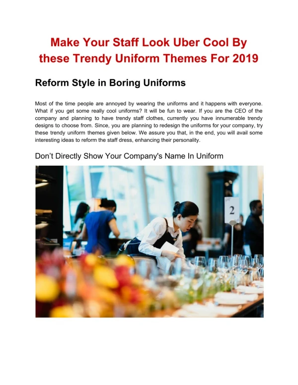 Make Your Staff Look Uber Cool By these Trendy Uniform Themes For 2019
