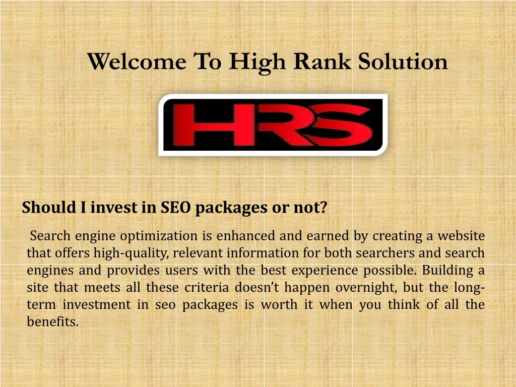 welcome to high rank solution