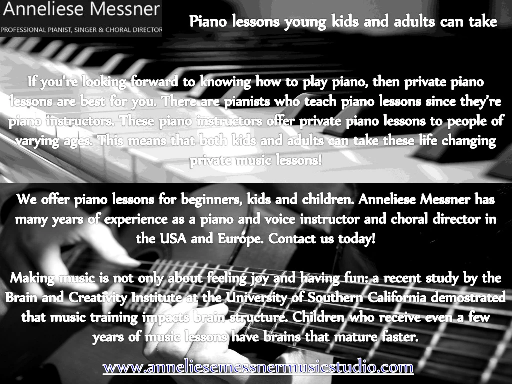 piano lessons young kids and adults can take