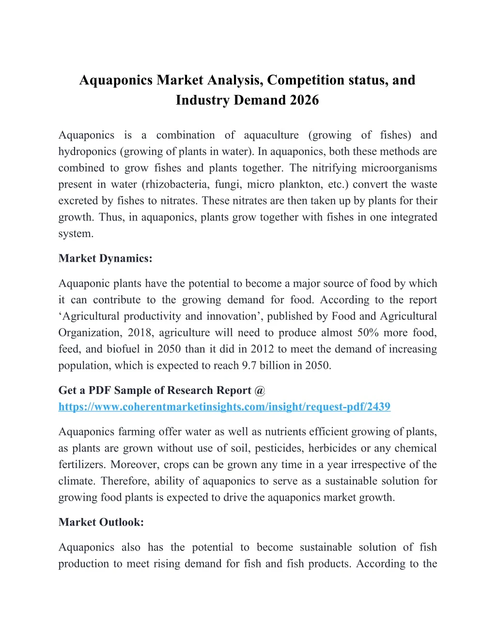 aquaponics market analysis competition status