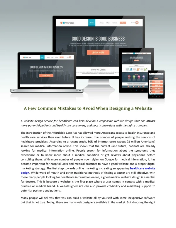 A Few Common Mistakes to Avoid When Designing a Website