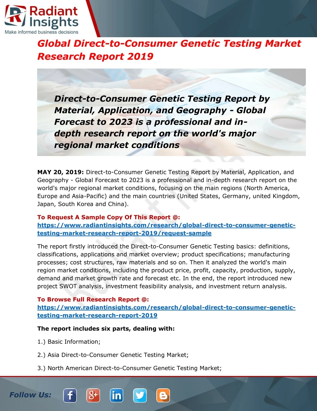 global direct to consumer genetic testing market