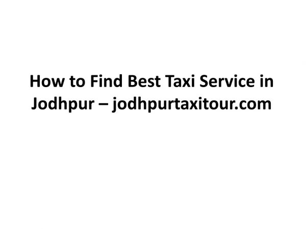 Taxi Service in Jodhpur |