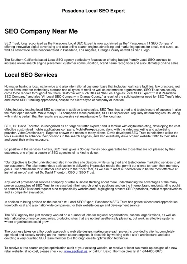 pasadena local seo expert