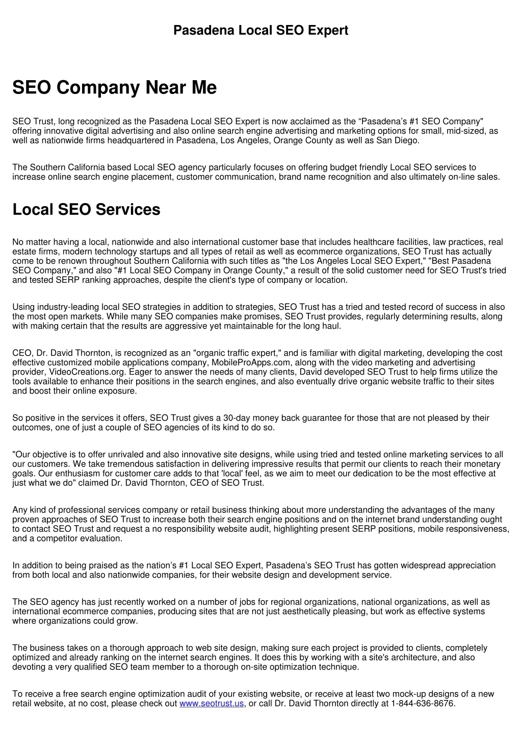 pasadena local seo expert