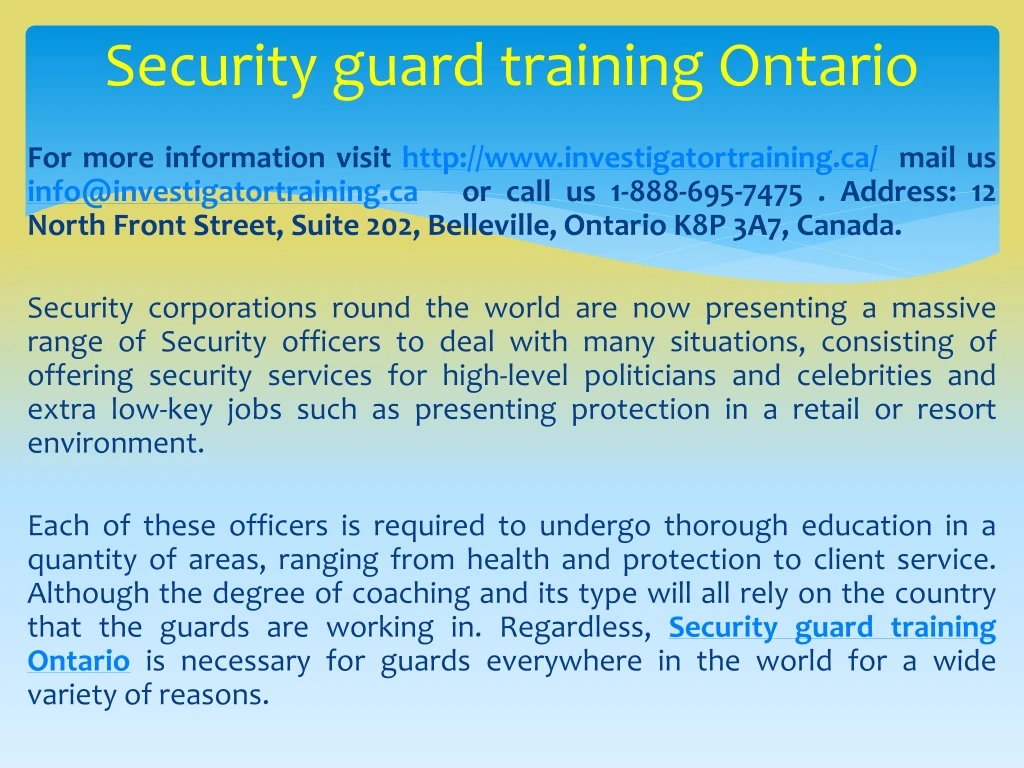 security guard training ontario