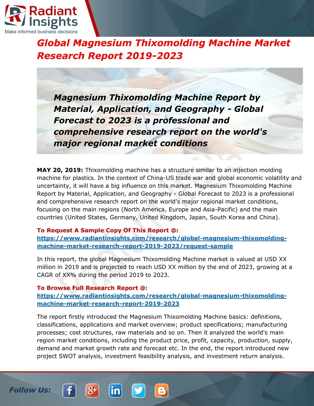 global magnesium thixomolding machine market